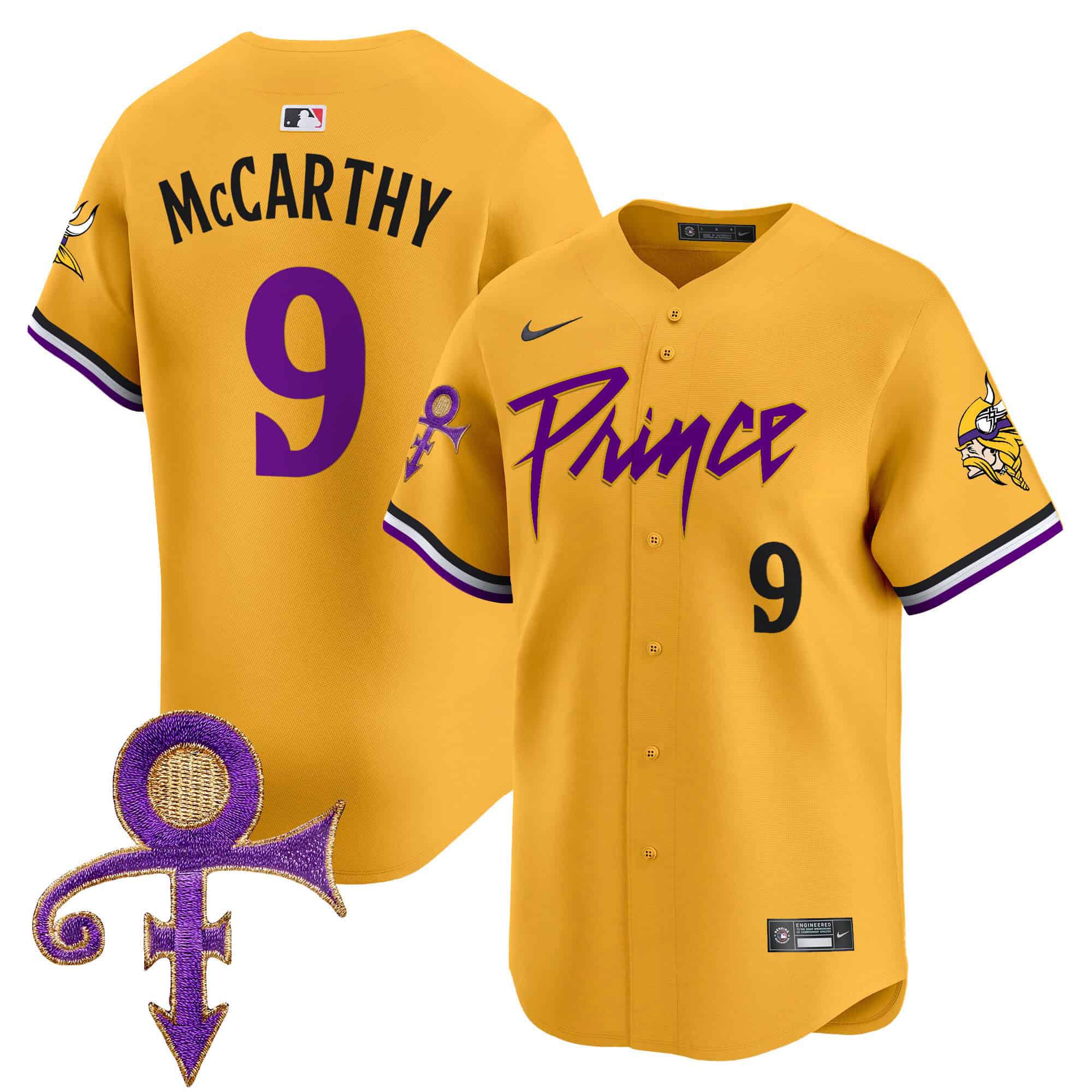 Men Minnesota Vikings #9 Mccarthy Yellow 2024 Nike Prince Patch Vapor Premier Limited NFL Jersey->customized nfl jersey->Custom Jersey